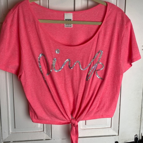 Pink by Victoria’s Secret crop tied top - Picture 1 of 4